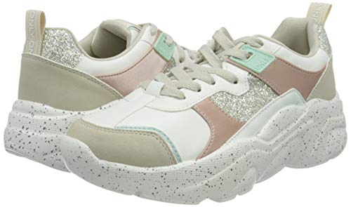 ONLY ONLSANNA-4 PU Chunky Sneaker, Zapatillas Mujer, White Detail W Glitter, 38 EU