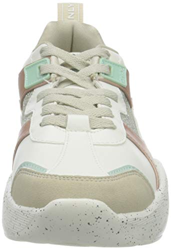 ONLY ONLSANNA-4 PU Chunky Sneaker, Zapatillas Mujer, White Detail W Glitter, 38 EU