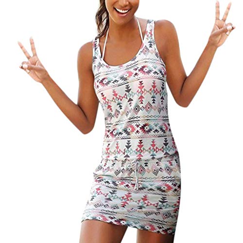 Onsoyours Mujer Casual Playa Largos Verano Tie Dye Vestido Boho Hendidura Falda Larga Maxi Vestido Playeros B Blanco 1 38