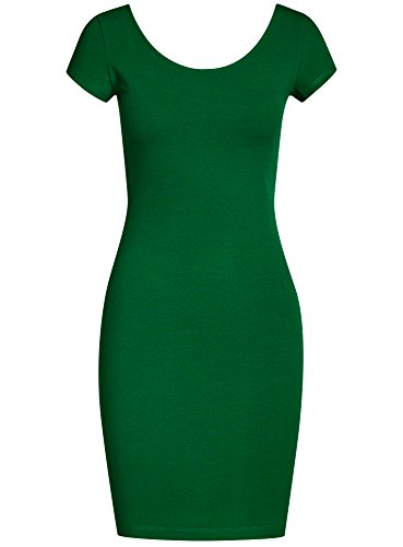 oodji Collection Mujer Vestido Ajustado con Escote Pronunciado en la Espalda, Verde, ES 36 / XS