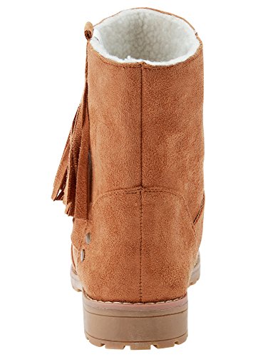 oodji Ultra Mujer Botas de Ante Sintético con Flecos, Marrón, 37 EU / 4 UK