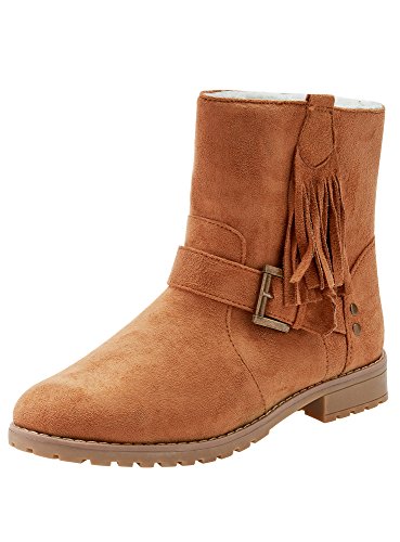 oodji Ultra Mujer Botas de Ante Sintético con Flecos, Marrón, 37 EU / 4 UK