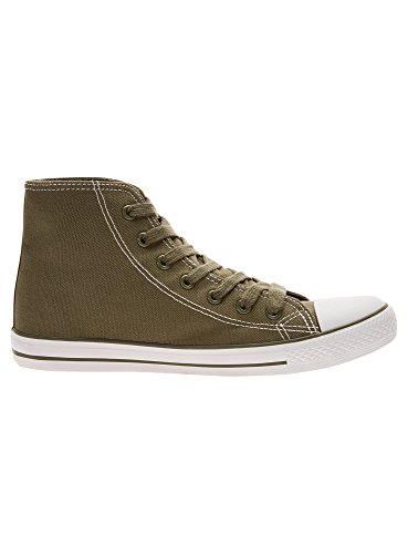 oodji Ultra Mujer Zapatillas Altas de Algodón, Verde, 38 EU / 5 UK