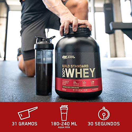 Optimum Nutrition Gold Standard 100% Whey Proteína en Polvo, Glutamina y Aminoácidos Naturales, BCAA, Chocolate Blanco y Frambuesa, 76 Porciones, 2,28kg, Embalaje Puede Variar