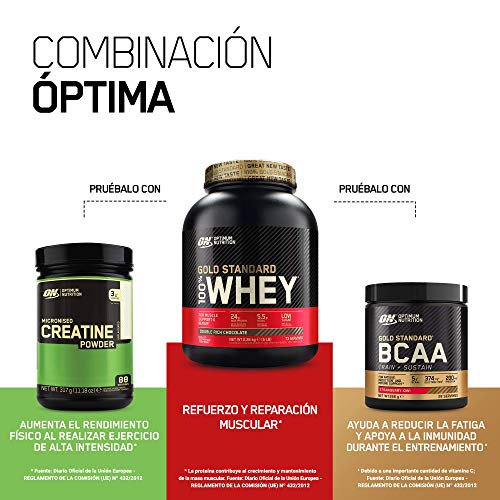 Optimum Nutrition Gold Standard 100% Whey Proteína en Polvo, Glutamina y Aminoácidos Naturales, BCAA, Chocolate Blanco y Frambuesa, 76 Porciones, 2,28kg, Embalaje Puede Variar