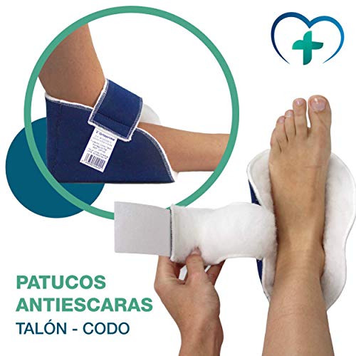 OrtoPrime Par PATUCOS Antiescaras Azules 2 UNIDADES - Protector Talones + Codos PREVENCIÓN Úlceras y llagas - Taloneras Antiescaras UNIVERSAL - Cojín Antiescaras Pies Suave + Cómodo