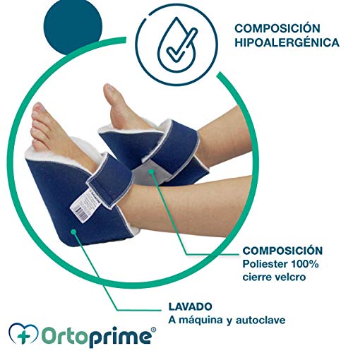 OrtoPrime Par PATUCOS Antiescaras Azules 2 UNIDADES - Protector Talones + Codos PREVENCIÓN Úlceras y llagas - Taloneras Antiescaras UNIVERSAL - Cojín Antiescaras Pies Suave + Cómodo