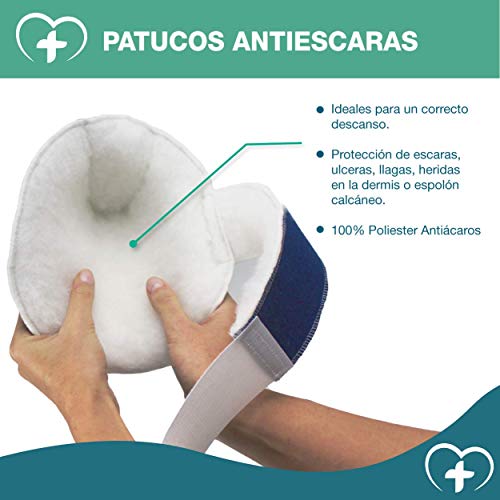 OrtoPrime Par PATUCOS Antiescaras Azules 2 UNIDADES - Protector Talones + Codos PREVENCIÓN Úlceras y llagas - Taloneras Antiescaras UNIVERSAL - Cojín Antiescaras Pies Suave + Cómodo