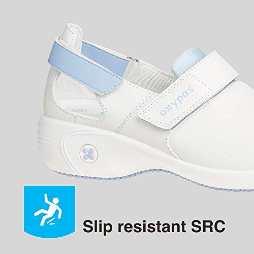 Oxypas Move Up Salma Slip-resistant, Antistatic Nursing Shoes, White/Blue (Light Blue), 4 UK (37 EU)