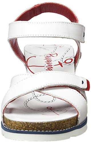 Panama Jack Vieri Navy, Sandalia con Pulsera Mujer, Blanco (Blanco B3), 37 EU