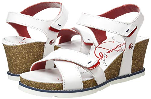 Panama Jack Vieri Navy, Sandalia con Pulsera Mujer, Blanco (Blanco B3), 37 EU