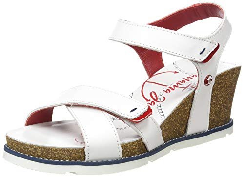 Panama Jack Vieri Navy, Sandalia con Pulsera Mujer, Blanco (Blanco B3), 37 EU