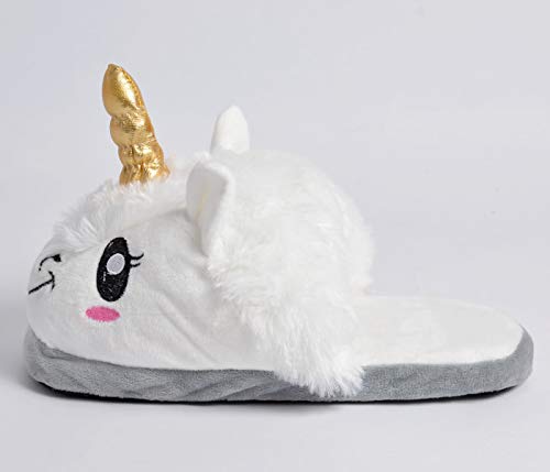 Pantuflas Zapatillas de Estar en Casa Unicornio Blancos Talla única 37 38 Suaves Calentitas Antideslizantes Peluche para Mujeres y Niñas