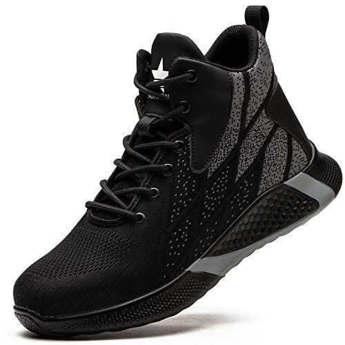 PAQOZKC Botas de Seguridad Hombre Mujer Trabajo Invierno S3 Botas de Trabajo Punta de Acero Calzado de Industrial y Deportiva Zapatillas de Senderismo Botas de Nieve(8081/black/37)