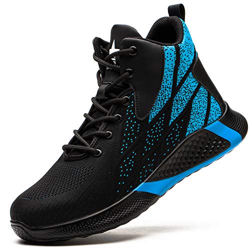 PAQOZKC Botas de Seguridad Hombre Mujer Trabajo Invierno S3 Botas de Trabajo Punta de Acero Calzado de Industrial y Deportiva Zapatillas de Senderismo Botas de Nieve(8081/blue/39)