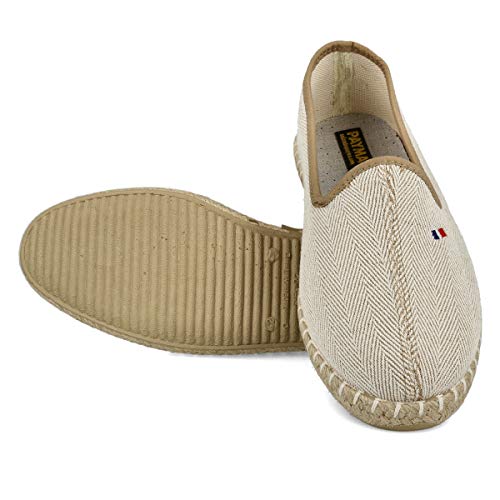 PAYMA - Alpargatas de Esparto en Espiga para Hombre. Zapatillas de Verano. Brasileras para Hombre. Espardeñas Espadrilles con Bandera. Azul Rojo Beige Crudo Kaki Nogal