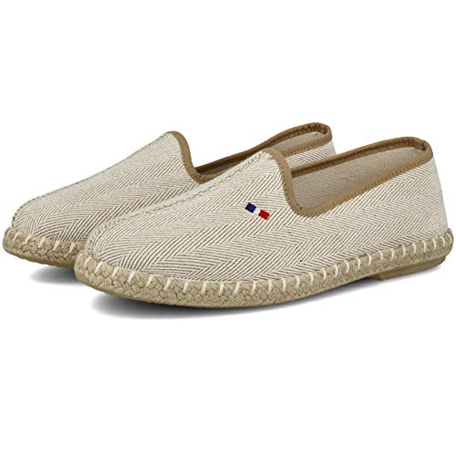 PAYMA - Alpargatas de Esparto en Espiga para Hombre. Zapatillas de Verano. Brasileras para Hombre. Espardeñas Espadrilles con Bandera. Azul Rojo Beige Crudo Kaki Nogal