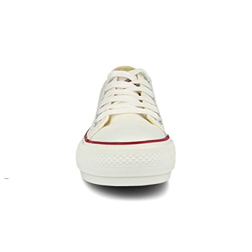 PAYMA - Zapatillas Bambas Botas de Lona Mujer. Puntera de Goma. Playeras de Deporte Casual y Caminar. Piso Doble o Sencillo. Negras Blancas Rojas Azul Jeans