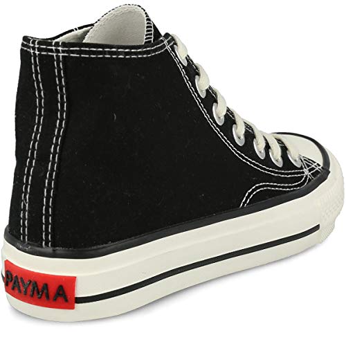 PAYMA - Zapatillas Bambas Botas de Lona Mujer. Puntera de Goma. Playeras de Deporte Casual y Caminar. Piso Doble o Sencillo. Negras Blancas Rojas Azul Jeans