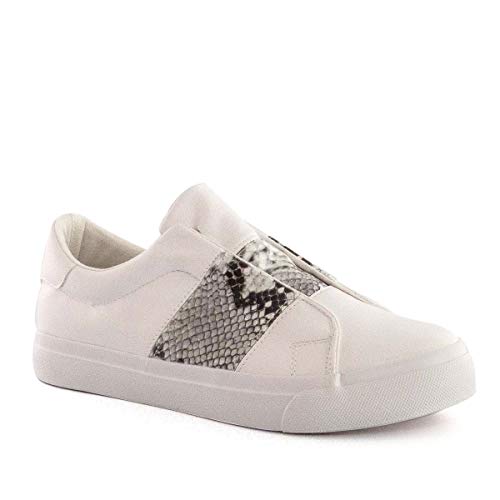 PAYMA - Zapatillas Bambas Deportivas Plataforma Mujer. Tenis Deporte, Casual y Caminar. Cierre Elastico y Velcro. Blancas y Animal Print