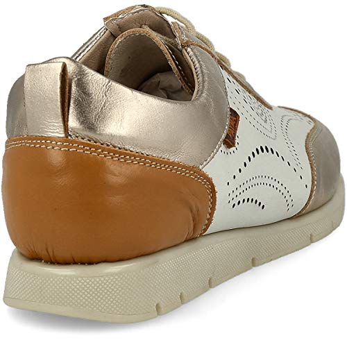 PAYMA - Zapatillas Deportivas Sneakers de Piel para Mujer. Zapatos Planos Casual Blucher. Cierre Cordones. Piel Super Flexible. Máxima Comodidad. Color Cuero, Azul Marino, Rojo, Negro y Blanco.