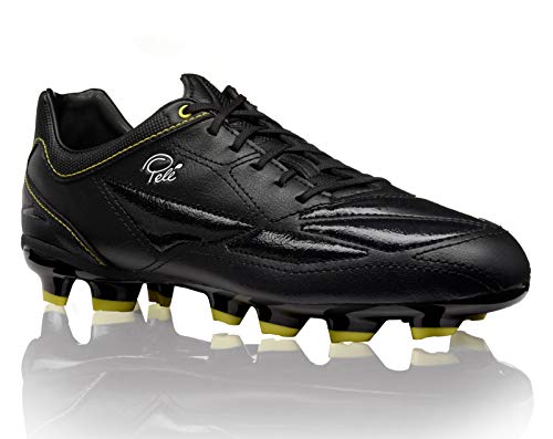 Pele Sports Kids 1958 FG Junior MS Football Boots - Botas de fútbol para Niñs, Negro (Black Yellow), 36 EU