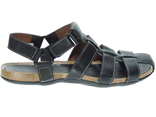 Pepe AGULLÓ 902 Sandalia Cangrejera Tiras Piel Punta Cerrada Piso Bio Cierre Velcro para Hombre Negro Talla 40