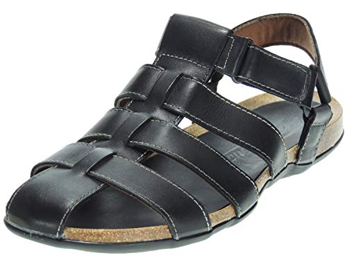 Pepe AGULLÓ 902 Sandalia Cangrejera Tiras Piel Punta Cerrada Piso Bio Cierre Velcro para Hombre Negro Talla 40