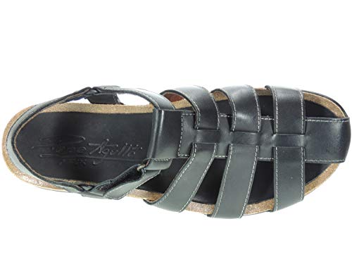 Pepe AGULLÓ 902 Sandalia Cangrejera Tiras Piel Punta Cerrada Piso Bio Cierre Velcro para Hombre Negro Talla 40