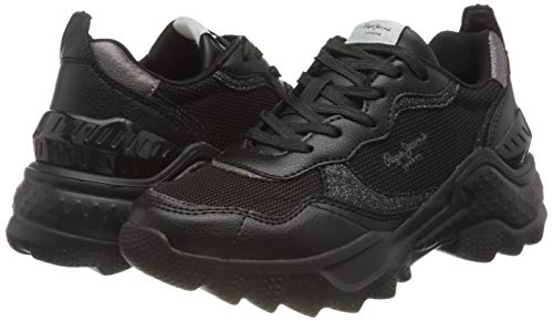 Pepe Jeans London Eccles Black, Zapatillas Mujer, 999black, 41 EU