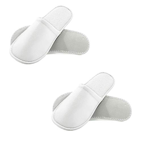 PimPam Factory - Pack de 2 Zapatillas de Rizo de Algodón, Color Blanco | Lavables | Pantuflas para Hotel, SPA, Casa, Viaje | Unisex| Ideal para Invitados y Huéspedes | Fabricado en España
