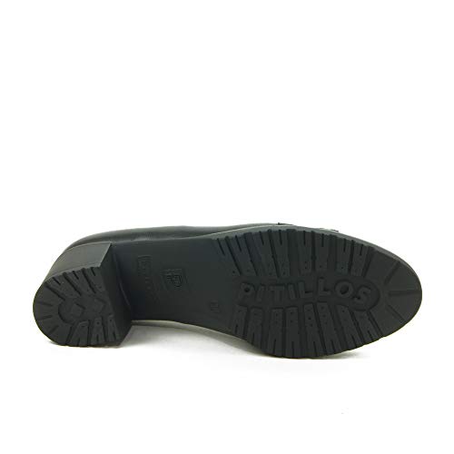 PITILLOS 5733 Zapato Piel Tacon Medio Mujer Negro 41