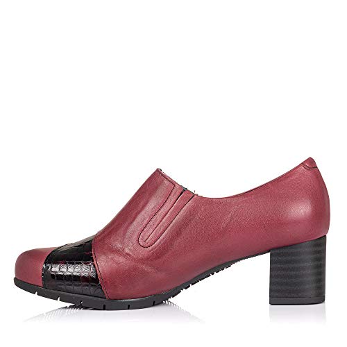 PITILLOS 5745 Zapato Abotinado Piel Tacon Mujer Burdeos 40
