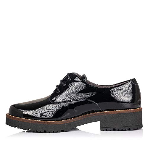 PITILLOS 5790 Zapato Cordones Charol Mujer Negro 36