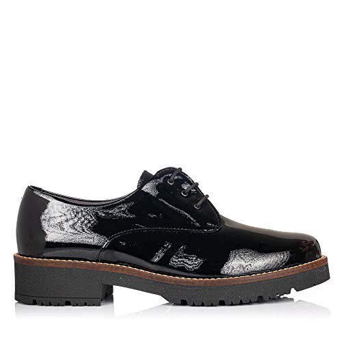 PITILLOS 5790 Zapato Cordones Charol Mujer Negro 36