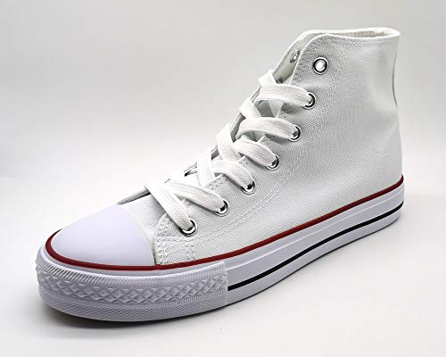 P&L Zapatillas Altas de Lona Mujer Botin Blancas Negras Basket Autoclave