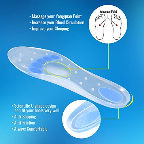 Plantillas de gel de silicona de la fascitis plantar insertos arco soporte plantillas ortopédicas (M(39-40))