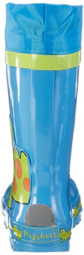 Playshoes Bota de Agua con Cordón Cocodrilo, Botas de Goma de Caucho Natural Unisex niños, Azul (Blau/Gruen 791), 24/25 EU