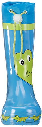 Playshoes Bota de Agua con Cordón Cocodrilo, Botas de Goma de Caucho Natural Unisex niños, Azul (Blau/Gruen 791), 24/25 EU