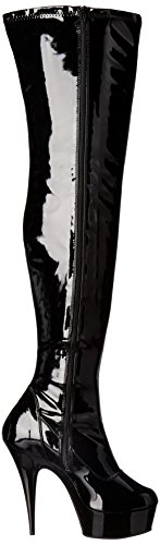 Pleaser DELIGHT-3000 - Botas sin Forro para Mujer, Color Negro (Black), Talla 44