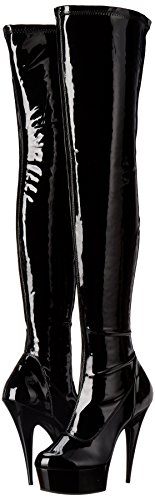Pleaser DELIGHT-3000 - Botas sin Forro para Mujer, Color Negro (Black), Talla 44