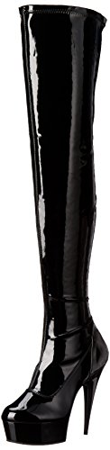 Pleaser DELIGHT-3000 - Botas sin Forro para Mujer, Color Negro (Black), Talla 44