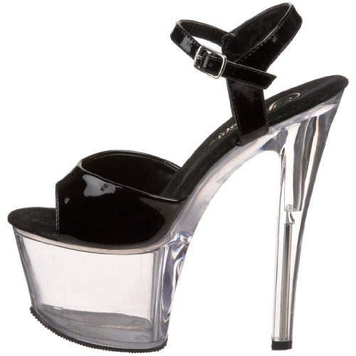 Pleaser SKY-309 - Sandalias de vestir para mujer, Blk Pat/Clr, 37