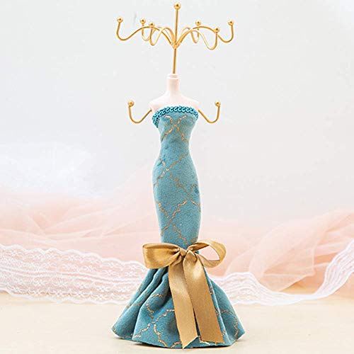 POHOVE Mannequin Joyería con Soporte, Hierro Resina Vestido Soporte Expositor Joyería Percha Collar Anillo Almacenaje Retro Zapato Set con Metal Bandeja para Mujer Niña Novia Regalo