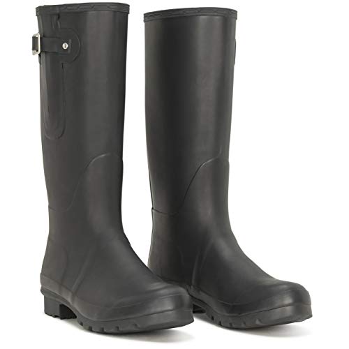 Polar Hombre AdjuEstable Side Caucho Estiércol Tall Nieve Lluvia Impermeable Botas De Goma - Nero - UK12/EU46 - BL0236
