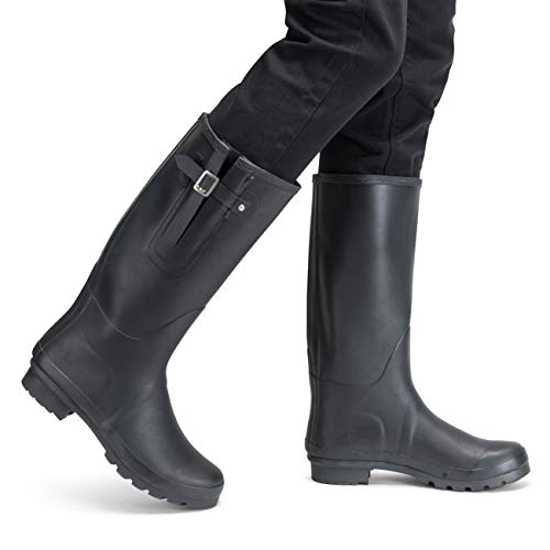 Polar Hombre AdjuEstable Side Caucho Estiércol Tall Nieve Lluvia Impermeable Botas De Goma - Nero - UK12/EU46 - BL0236