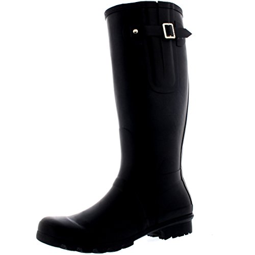Polar Hombre AdjuEstable Side Caucho Estiércol Tall Nieve Lluvia Impermeable Botas De Goma - Nero - UK12/EU46 - BL0236