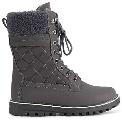 Polar Mujer Espuma De Memoria Bolsillo Exterior Dentro Cremallera Térmica Impermeable Profunda Huella Suela De Goma Botas De Nieve - Gris/Gris Añal - UK3/EU36 - YC0619