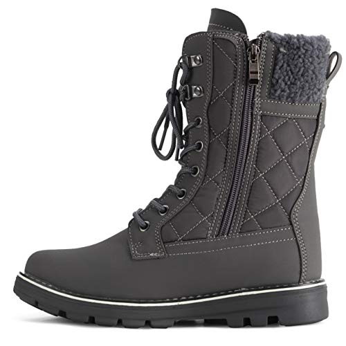 Polar Mujer Espuma De Memoria Bolsillo Exterior Dentro Cremallera Térmica Impermeable Profunda Huella Suela De Goma Botas De Nieve - Gris/Gris Añal - UK3/EU36 - YC0619