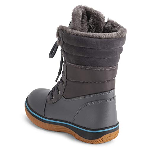 Polar Mujer Espuma De Memoria CEntrast Line Caucho Gum Suela Exterior Impermeable Acolchado Collar Térmica Botas De Nieve - Gris - UK10/EU43 - YC0668